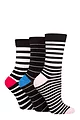 Women's 3 Pair SOCKSHOP Wildfeet Patterned Bamboo Socks - Stripe Black