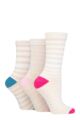 Ladies 3 Pair SOCKSHOP Wildfeet Patterned Bamboo Socks - Stripe Oatmeal