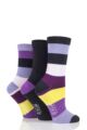 Ladies 3 Pair SOCKSHOP Wildfeet Broad Stripes Bamboo Socks - Navy