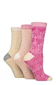 Women's 3 Pair SOCKSHOP Wildfeet Textured Bamboo Socks - Pink / Cream