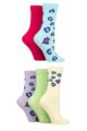 Ladies 5 Pair SOCKSHOP Wildfeet Patterned Bamboo Socks - Floral Blue / Pink / Yellow