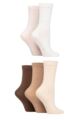 Ladies 5 Pair SOCKSHOP Wildfeet Patterned Bamboo Socks - Speckled White / Pink / Brown