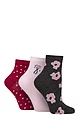 Women's 3 Pair SOCKSHOP Wildfeet Mid Length Bamboo Socks - Flowers and Spots