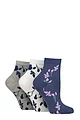 Women's 3 Pair SOCKSHOP Wildfeet Mid Length Bamboo Socks - Floral