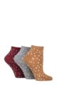 Women's 3 Pair SOCKSHOP Wildfeet Mid Length Bamboo Socks - Fawn