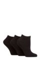 Ladies 3 Pair SOCKSHOP Wildfeet Half Cushioned Bamboo Sports Socks - Plain Black
