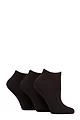 Women's 3 Pair SOCKSHOP Wildfeet Half Cushioned Bamboo Sports Socks - Plain Black