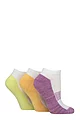 Women's 3 Pair SOCKSHOP Wildfeet Half Cushioned Bamboo Sports Socks - White / Pink / Orange / Lime