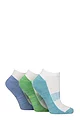 Women's 3 Pair SOCKSHOP Wildfeet Half Cushioned Bamboo Sports Socks - White / Blue / Green / Purple