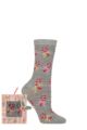 Women's 1 Pair SOCKSHOP Wildfeet Bamboo Christmas Gift Boxed Socks - Grey / Candy Bows