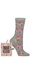 Women's 1 Pair SOCKSHOP Wildfeet Bamboo Christmas Gift Boxed Socks - Grey / Candy Bows