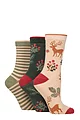 Women's 3 Pair SOCKSHOP Wildfeet Christmas Patterned Bamboo Socks - Alpine Deer