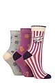 Women's 3 Pair SOCKSHOP Wildfeet Christmas Patterned Bamboo Socks - Merry Christmas