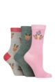 Ladies 3 Pair SOCKSHOP Wildfeet Christmas Patterned Bamboo Socks - Reindeers