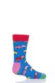Boys & Girls 1 Pair Happy Socks Fire Truck Cotton Socks - Multi