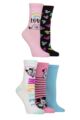 Women's 5 Pair SOCKSHOP Disney Minnie and Mickey Cotton Socks - Multi