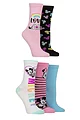 Women's 5 Pair SOCKSHOP Disney Minnie and Mickey Cotton Socks - Multi