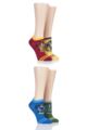 Ladies SOCKSHOP 4 Pair Harry Potter House Badges Cotton Trainer Socks - Assorted