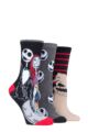 Ladies 3 Pair SOCKSHOP Disney The Nightmare Before Christmas Cotton Socks - Assorted