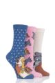 Ladies 3 Pair SOCKSHOP Disney The Lady and the Tramp Cotton Socks - Assorted