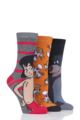 Ladies 3 Pair SOCKSHOP Disney The Jungle Book Cotton Socks - Assorted