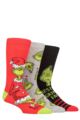 Mens and Ladies 3 Pair SOCKSHOP Grinch Cotton Socks - Assorted