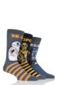 Mens SOCKSHOP 3 Pair Star Wars R2-D2, C-3PO and BB-8 Droids Pack Cotton Socks - Assorted