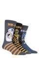 Mens SOCKSHOP 3 Pair Star Wars R2-D2, C-3PO and BB-8 Droids Pack Cotton Socks - Assorted