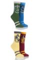 Ladies 4 Pair Harry Potter House Badge Socks - 4 Pair Pack Mixed Options