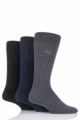 Mens 3 Pair Pringle Laird Rib Trouser Socks - Black / Navy / Grey