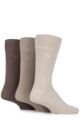 Mens 3 Pair Pringle Dunvegan Comfort Cuff Plain Cotton Socks - Beige