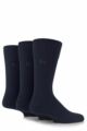 Mens 3 Pair Pringle Dunvegan Comfort Cuff Plain Cotton Socks - Navy