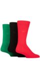 Mens 3 Pair Pringle Plain Rupert Bamboo Socks - Red / Black / Green