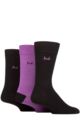 Mens 3 Pair Pringle Plain Rupert Bamboo Socks - Black / Purple