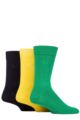 Mens 3 Pair Pringle Plain Rupert Bamboo Socks - Navy / Yellow / Green