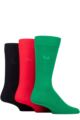 Mens 3 Pair Pringle Plain Rupert Bamboo Socks - Green / Red / Navy