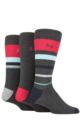 Mens 3 Pair Pringle Striped and Spotted Bamboo Socks - Charcoal Multi Stripe