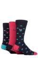 Mens 3 Pair Pringle Patterned Bamboo Socks - Crescent Navy