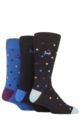 Mens 3 Pair Pringle Striped and Spotted Bamboo Socks - Black Spot