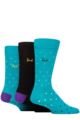 Mens 3 Pair Pringle Patterned Bamboo Socks - Pin Dots Teal