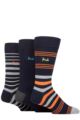 Mens 3 Pair Pringle Patterned Bamboo Socks - Stripe Navy