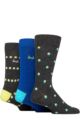 Mens 3 Pair Pringle Patterned Bamboo Socks - Colour Spot Charcoal