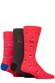 Mens 3 Pair Pringle Patterned Bamboo Socks - Colour Spot Red