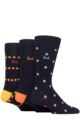 Mens 3 Pair Pringle Patterned Bamboo Socks - Colour Spot Navy