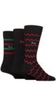 Mens 3 Pair Pringle Patterned Bamboo Socks - Zig Zag Stripe Black