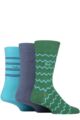 Mens 3 Pair Pringle Patterned Bamboo Socks - Zig Zag Stripe Green