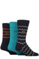 Mens 3 Pair Pringle Patterned Bamboo Socks - Zig Zag Stripe Navy