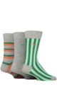 Mens 3 Pair Pringle Patterned Bamboo Socks - Vertical Stripes Grey / Green