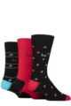 Mens 3 Pair Pringle Patterned Bamboo Socks - Squares Black