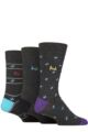 Mens 3 Pair Pringle Patterned Bamboo Socks - Squares Charcoal